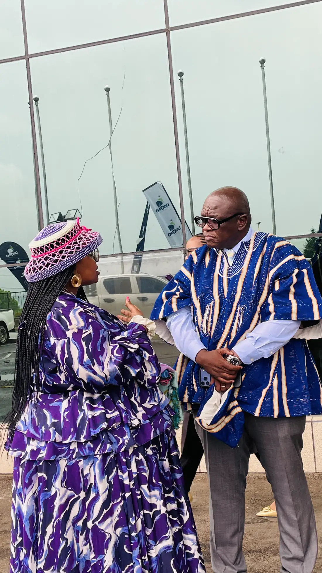 Delegates in traditional dress arriving for the Lesotho edition