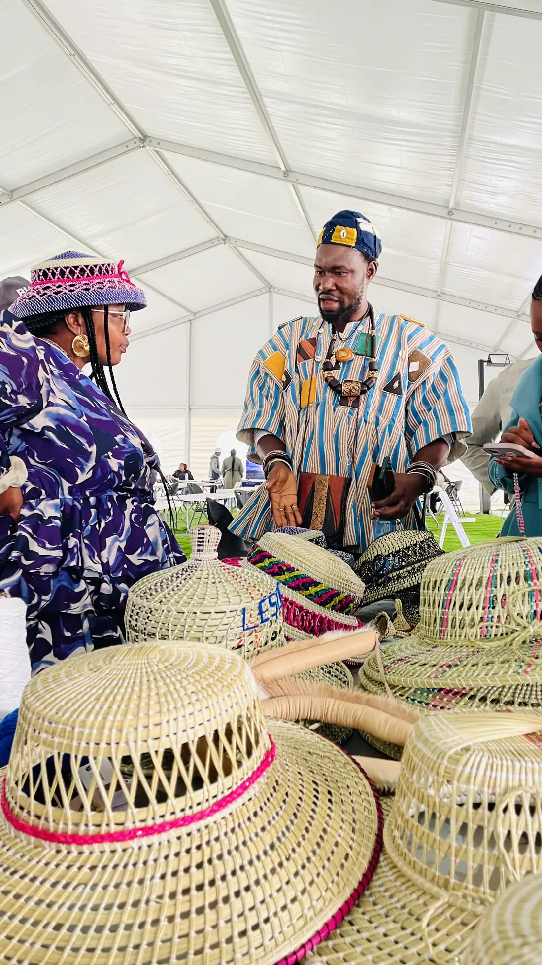 Basotho woven hats and basketry shown to visiting delegates