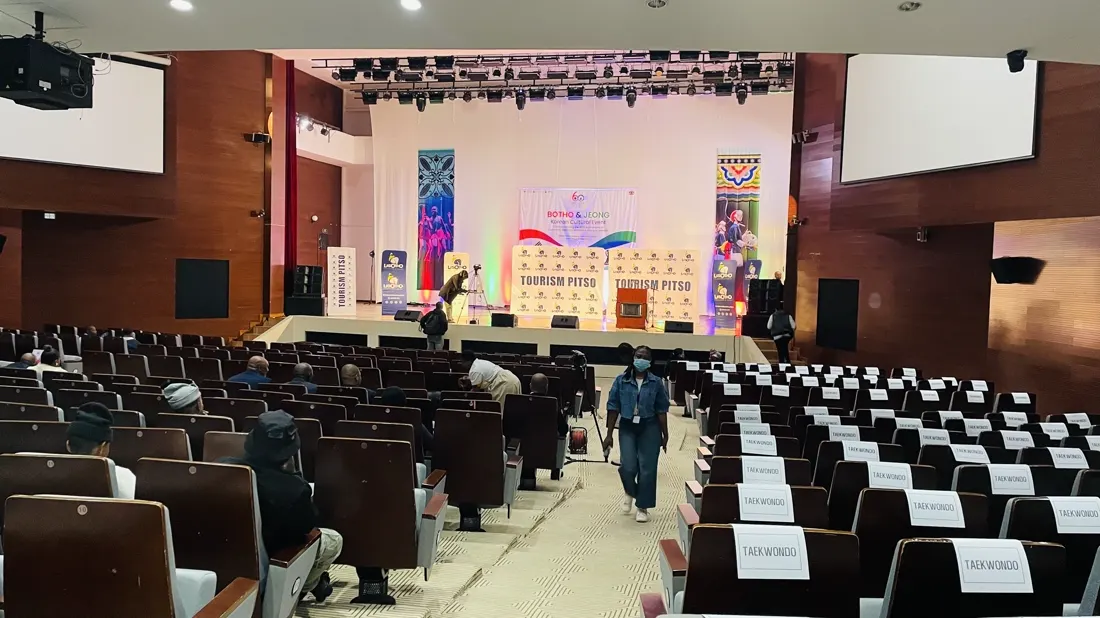 The main plenary hall in Lesotho before the opening session