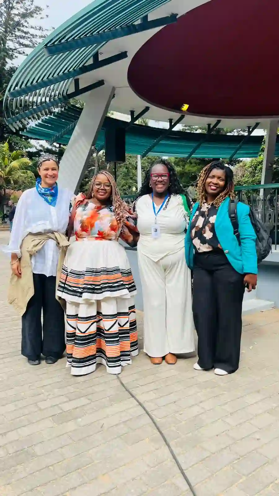 Women delegates from the creative sector outside the MICMZ venue in Maputo