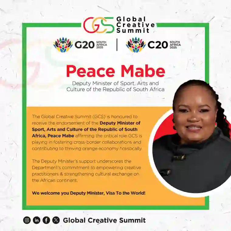 Endorsement of the Global Creative Summit by Deputy Minister Peace Mabe