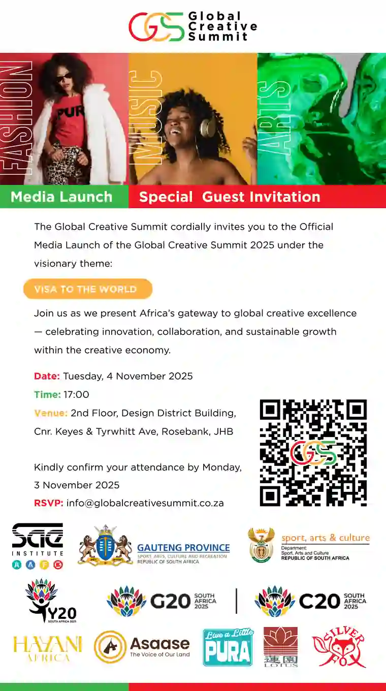 Invitation to the official Global Creative Summit media launch in Johannesburg